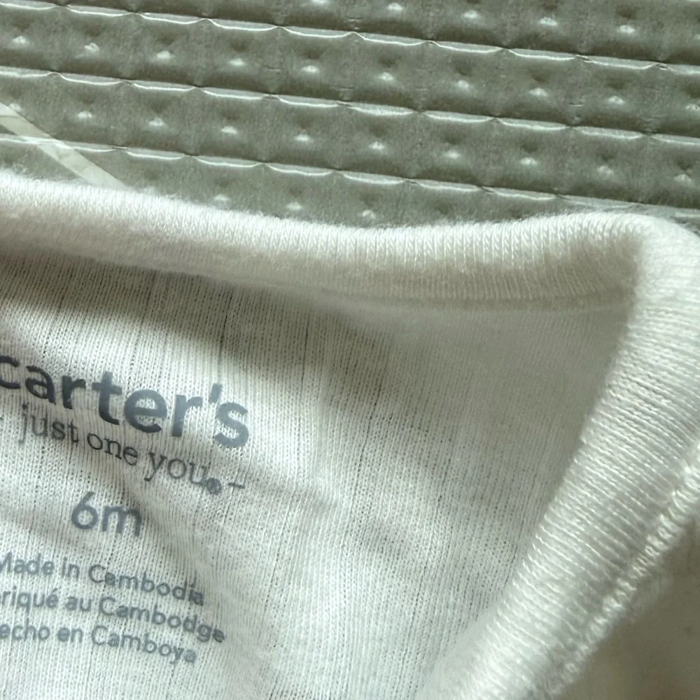 Carters|Baby gender neutral white soft ribbed novelty print long sleeve footies•